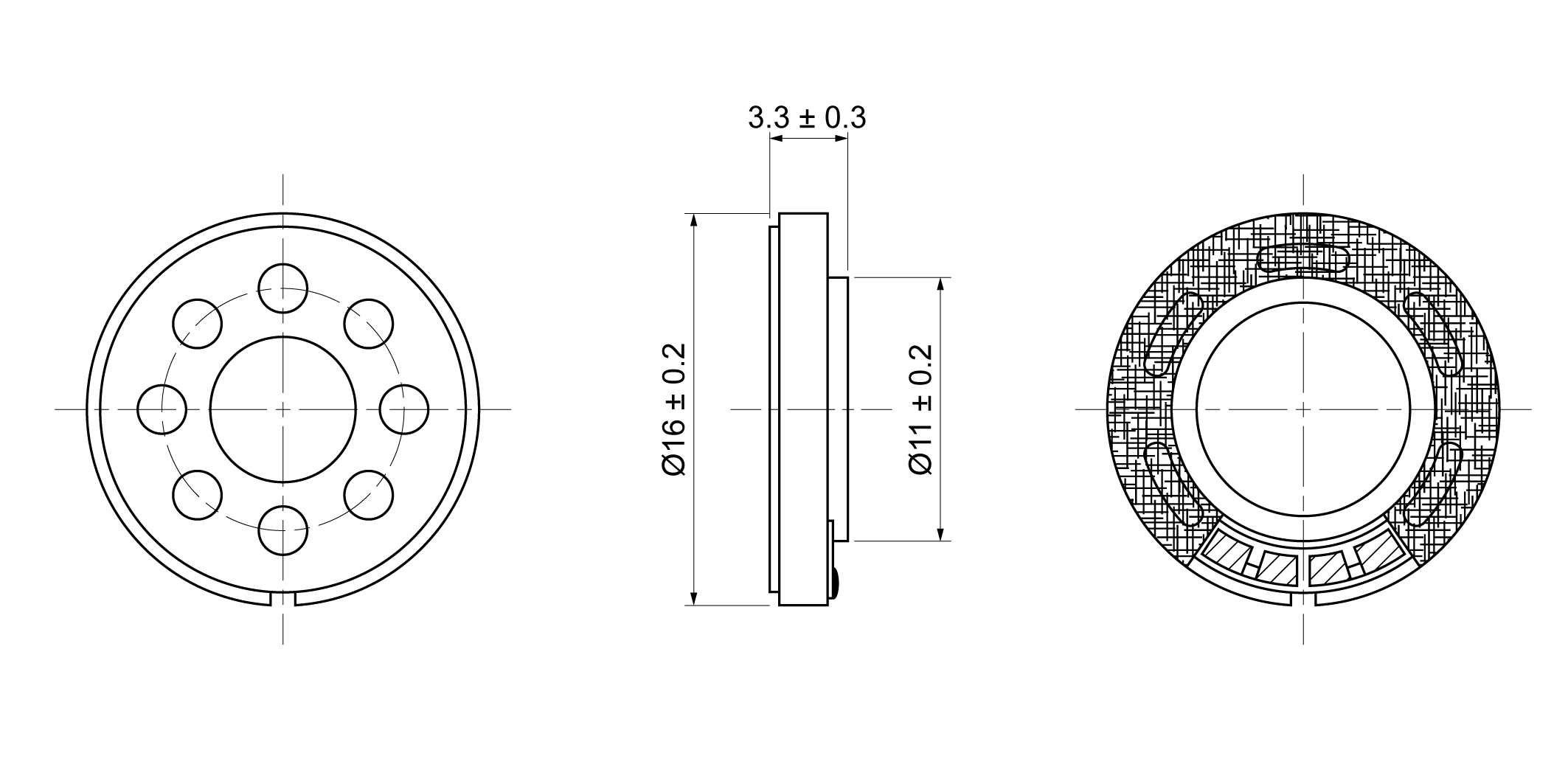 OSR16R-3.3M0.8W8A Mechanical Drawing